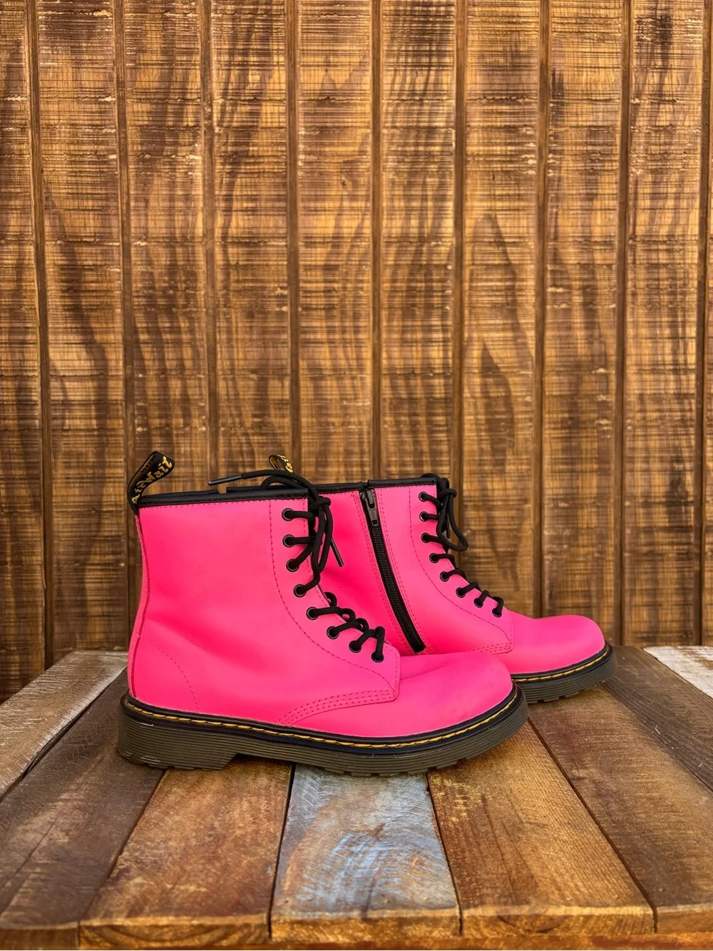 Dr. Martens 1460 J Hot Pink Combat Leather Boots